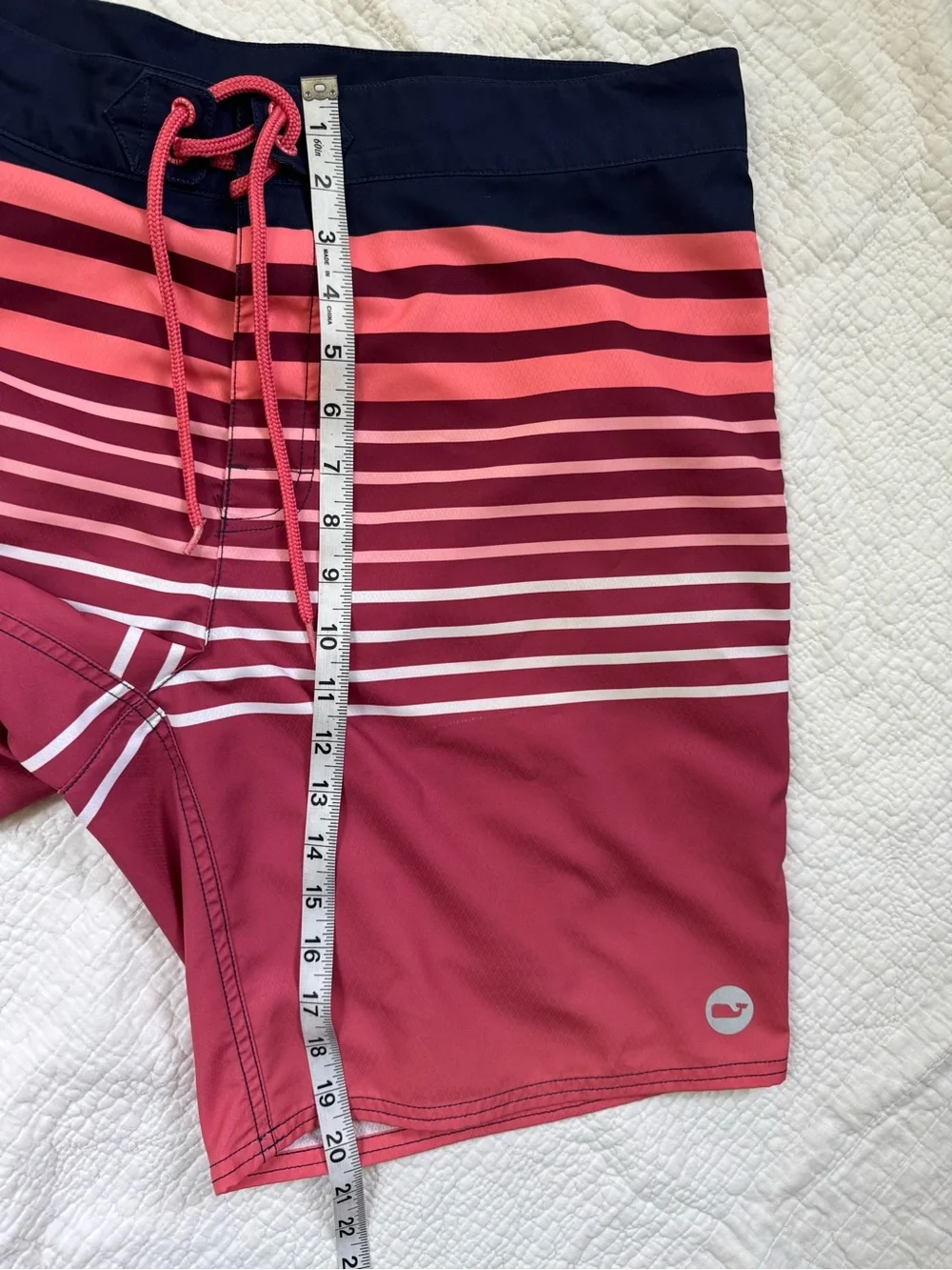 Vineyard Vines Red to Coral Gradient Stripe Swim Board Shorts